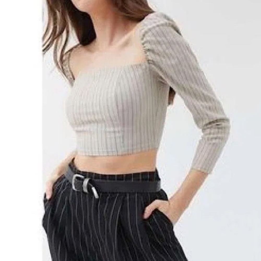 Striped Beige Crop Top
